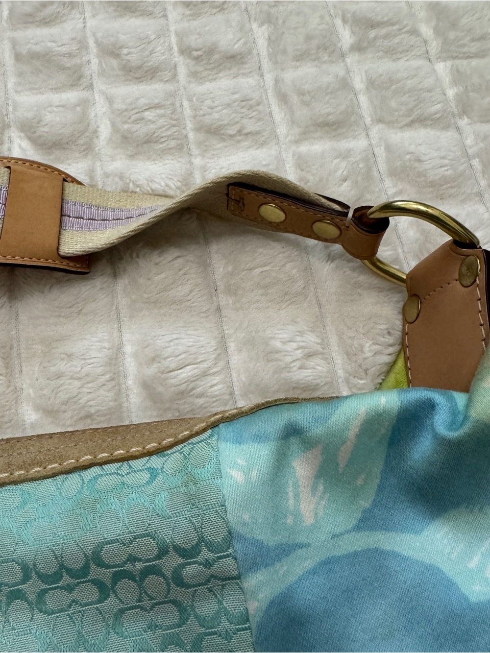 Coach Y2K 90’s Patchwork Shoulder Bag ~ Signature Print Crescent Hobo Vintage - Picture 8 of 12